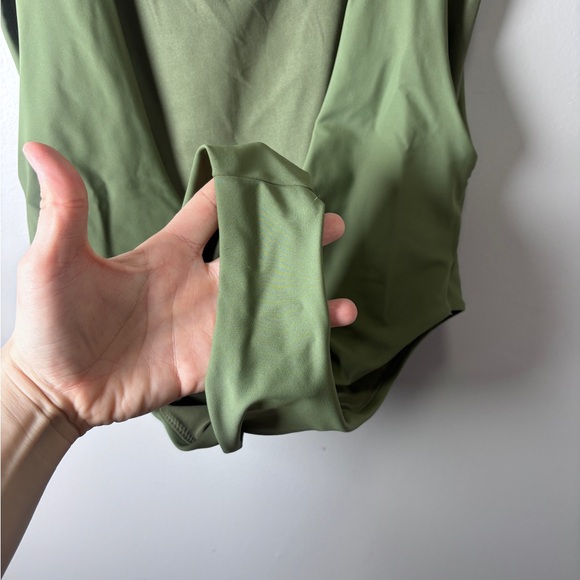 Aerie Super Scoop One Piece Swimsuit Size XL Olive Green High Cut Cheeky Swim - Picture 4 of 9
